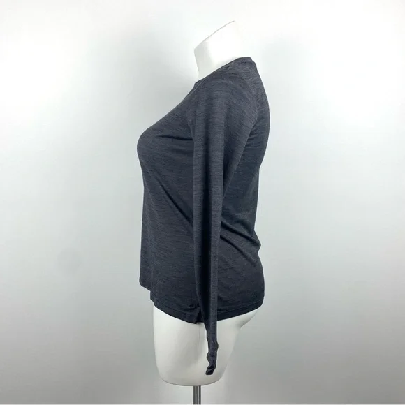 BOMBAS Dark Gray Long Sleeve Top Thumb Holes Merino Wool Blend Medium - Picture 7 of 12